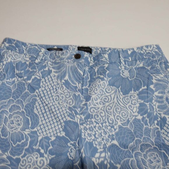 Talbots Women's Relaxed Chino Pants Size 14 Blue White 28" Inseam Floral Print - Picture 2 of 6